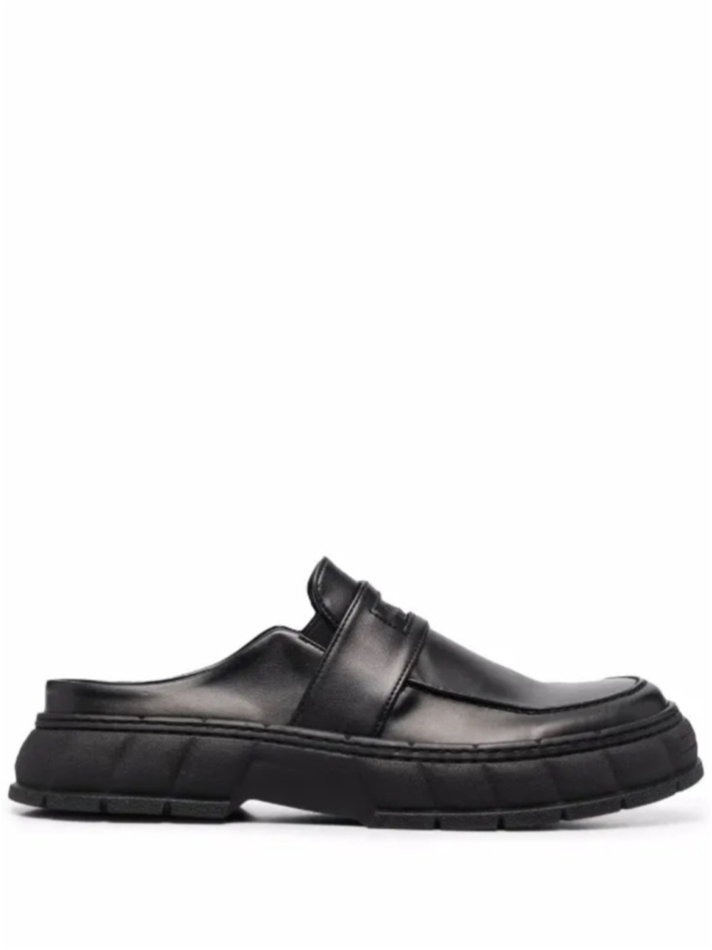 Virón Backless Chunky-Sole Loafer Black Apple Leather Vegan Sustainable EU 42